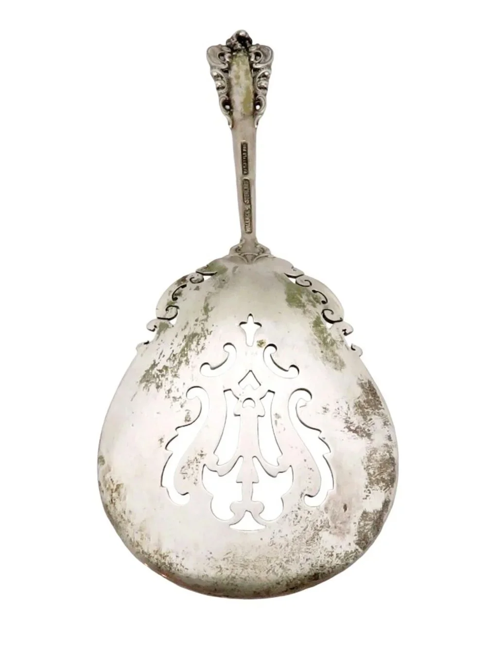 Vintage Wallace Grande Baroque Sterling Silver Bon Bon Nut Spoon Pierced 5 3/8